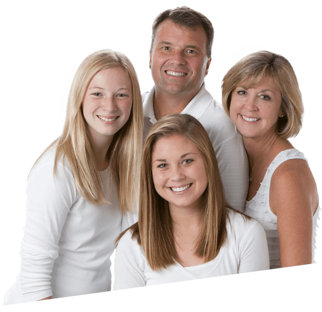 Parents and daughters smiling